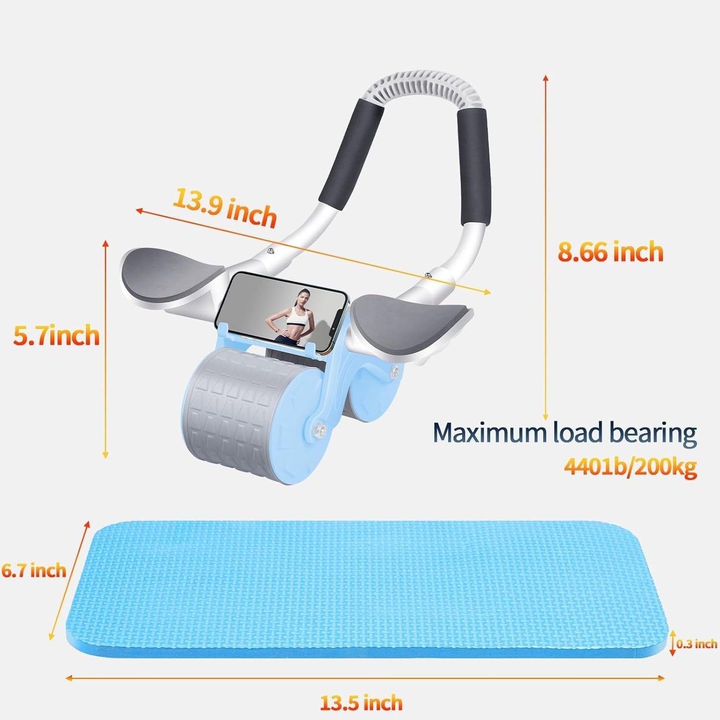 Rodillo de entrenamiento para abdominales con soporte para codos