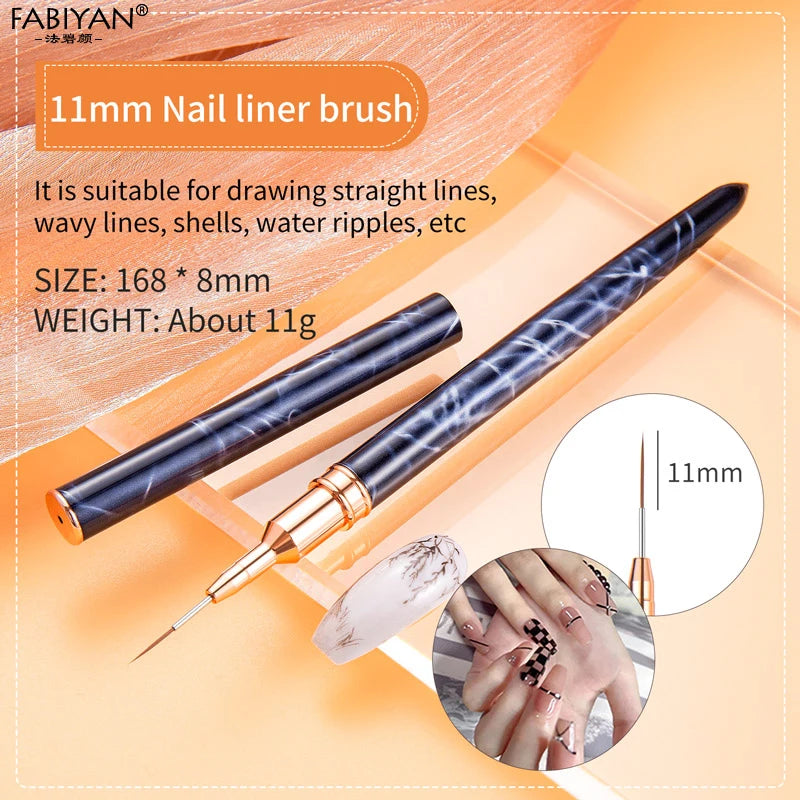 Professional Silver Handle Nail Liner Brush